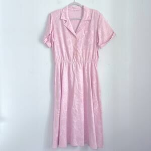 Vintage cinch waist tulip botanical short cuffed sleeve dress